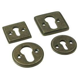 Square euro escutcheon in bronze or pewter